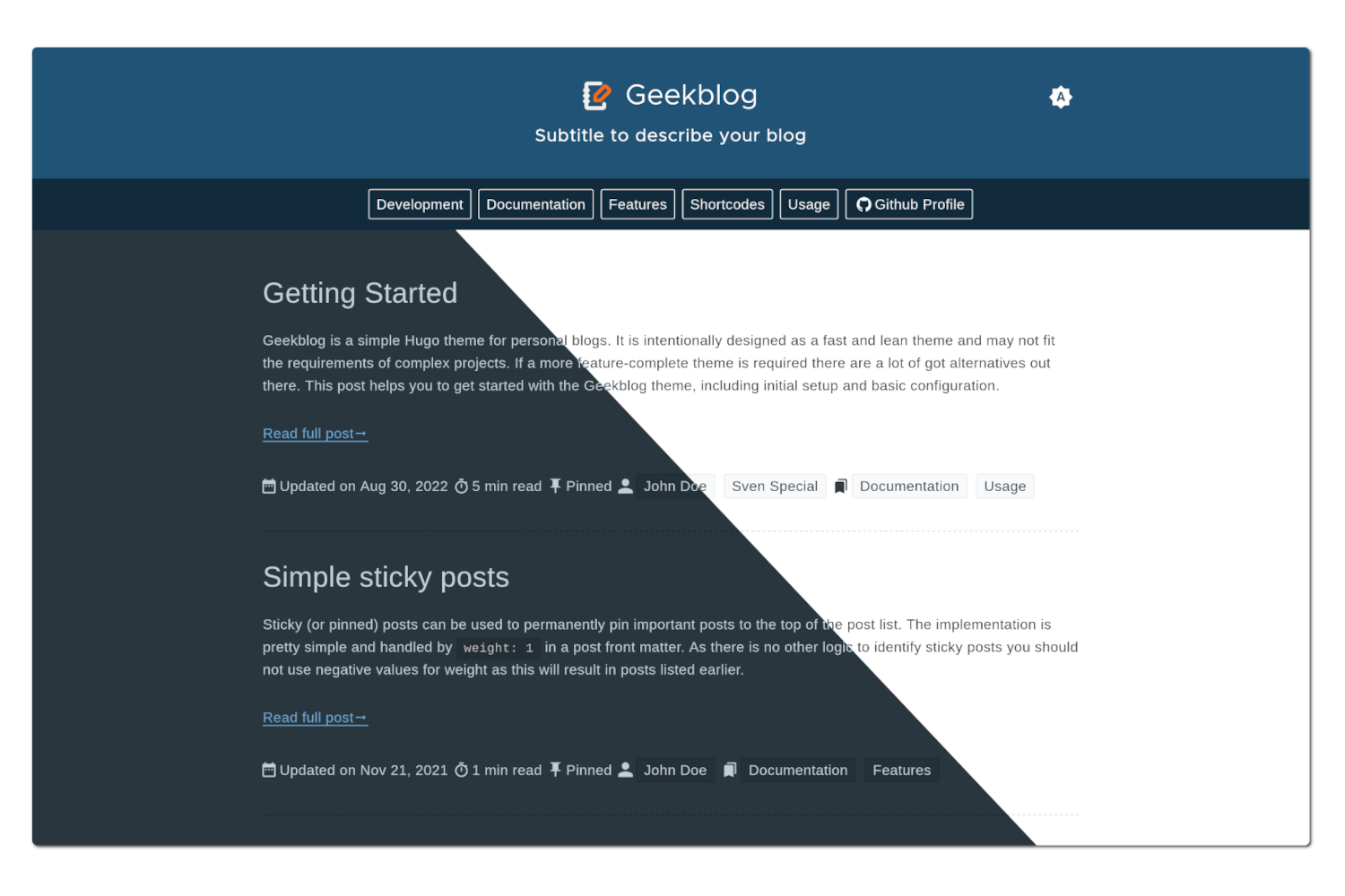 Geekblog in dark mode